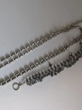 2pc Jewelry Set (Beaded Linked Chain  Necklace & Crystal Beaded Bracelet)